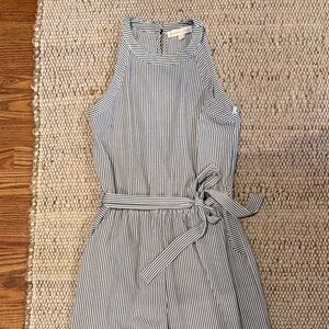 Monteau Gray and White Striped Jumpsuit